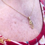 Hebrew jewelry – Hamsa Hai Hand Yellow Gold Cutout Pendant