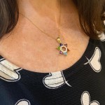 14k Gold and Diamond Multicolored Star of David Pendant