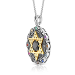 Twelve Stone Evil Eye Star of David Onyx Pendant