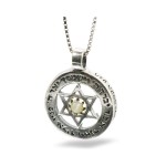 Priestly Blessing Silver Star of David Pendant with Cat’s Eye Stone