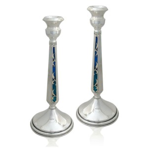 Talia Embellished Sterling Silver Candlesticks