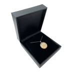 Shema Israel Pendant – 14K Gold Round Pendant with Diamond Cut Border