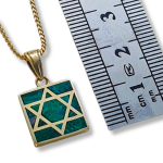 Eilat Stone Star of David Square Pendant in 14K Gold