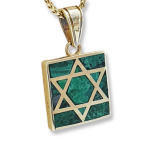 Eilat Stone Star of David Square Pendant in 14K Gold