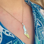 Map of Israel with Star of David 14K Gold Pendant