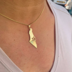Map of Israel with Star of David 14K Gold Pendant