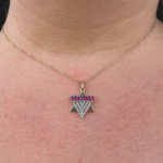 Menorah Pendant with Diamonds and Rubies in 14k Gold
