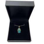 Hamsa Star of David Pendant in 14K Gold with Diamond & Eilat