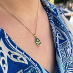 Hamsa Star of David Pendant in 14K Gold with Diamond & Eilat