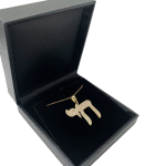 Diamond Studded Chai Pendant in 14K Gold – Large