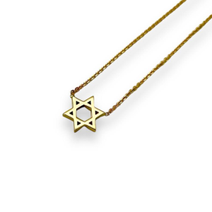 Star of David Linked Necklace in 14K Gold - Petite