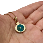 Israeli Eilat & Diamond Pomegranate Pendant in 14K Gold