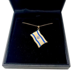 Israel Flag Pendant in 14K Gold and Blue Enamel