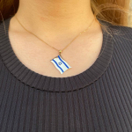 Israel Flag Pendant in 14K Gold and Blue Enamel