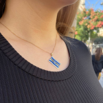 Israel Flag Pendant in 14K Gold and Blue Enamel