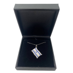 Israel Flag Pendant in 14K White Gold and Blue Enamel