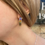 Colourful Gemstone Gypsy Hoop Earrings in 14k Gold