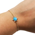 Star of David Opal Chain Bracelet in 14K Gold