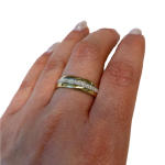 14K Gold Pave Set Diamonds Hebrew Wedding Ring with Inside Engraving
