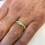 14K Gold Pave Set Diamonds Hebrew Wedding Ring with Inside Engraving
