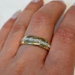 14K Gold Pave Set Diamonds Hebrew Wedding Ring with Inside Engraving