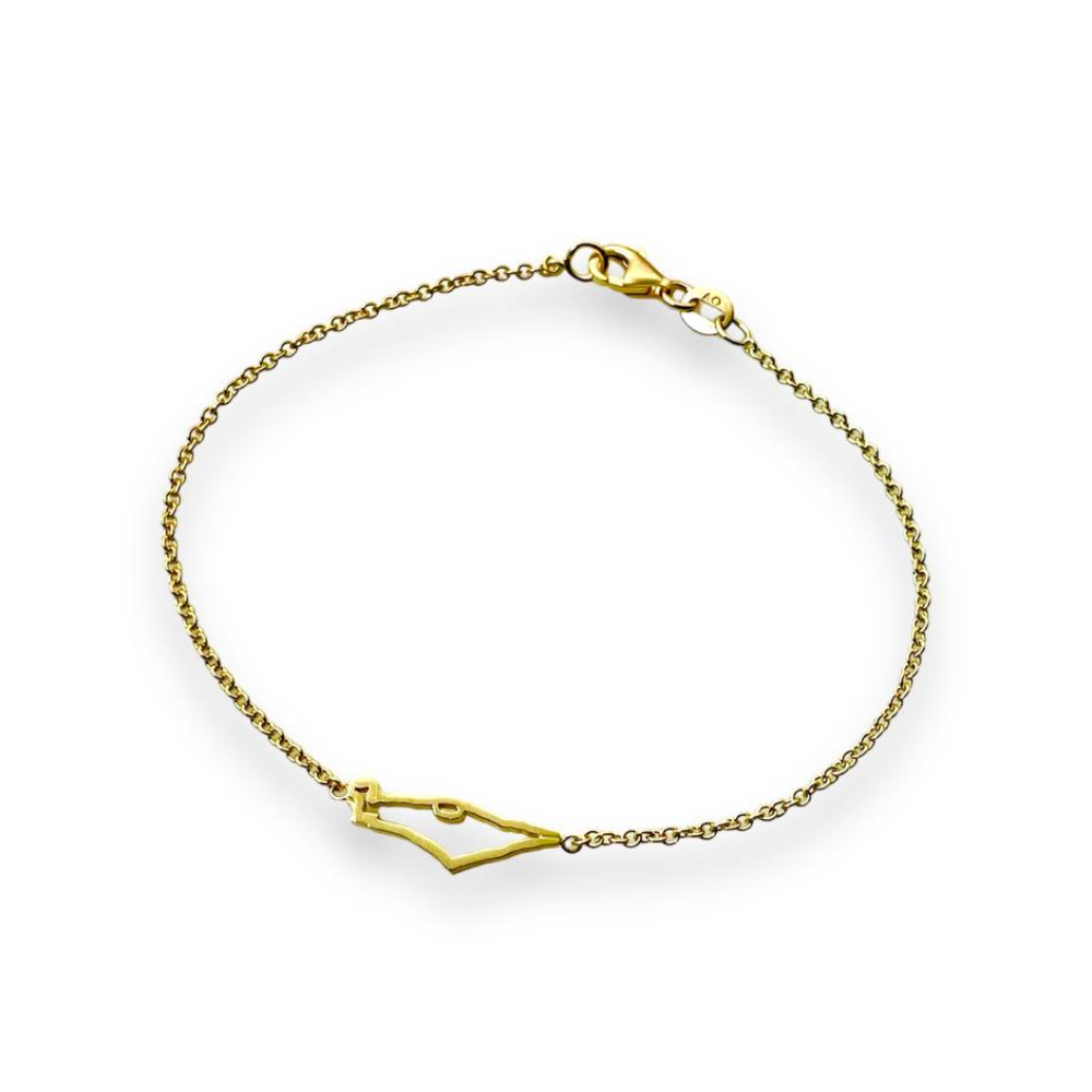 Map of Israel Chain Bracelet in 14K Gold