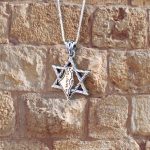 Star of David Israel Map & Am Israel Chai Necklace in Sterling Silver