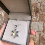 Star of David Israel Map & Am Israel Chai Necklace in Sterling Silver