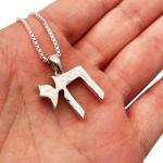 Hammered Silver Chai Pendant in 925 Sterling Silver – 19 mm