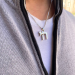 Hammered Silver Chai Pendant in 925 Sterling Silver – 19 mm