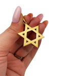 18K Gold Star of David Pendant – Large Heavyweight 35 MM