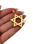 18K Gold Star of David Pendant – Large Heavyweight 35 MM