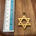 18K Gold Star of David Pendant – Large Heavyweight 35 MM