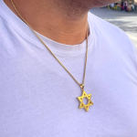 18K Gold Star of David Pendant – Large Heavyweight 35 MM