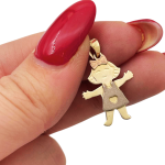 Little Girl Charm Pendant in 14K Tri-color Gold