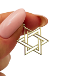 Star of David Double Outline Interwoven Pendant in 14K Gold