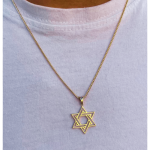 Star of David Double Outline Interwoven Pendant in 14K Gold