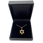 Modern Star of David Pendant in 14K Gold Semi Textured Interwoven Style