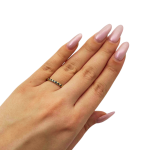 Blue Sapphires Slim Elegant Ring in 14K Hammered Gold
