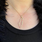 Diamond Studded Map of Israel Pendant in 14K Gold