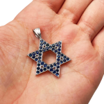 Star of David Pendant with Sapphires in 14K Gold – Large