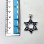 Star of David Pendant with Sapphires in 14K Gold – Large