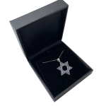 Star of David Pendant with Sapphires in 14K Gold – Large