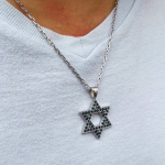Star of David Pendant with Sapphires in 14K Gold – Large