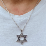 Star of David Pendant with Sapphires in 14K Gold – Large