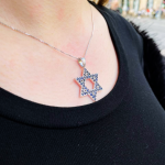 Star of David Pendant with Sapphires in 14K Gold – Large