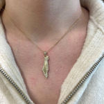 Diamond Map of Israel Am Israel Chai October 7 Pendant in 14K Gold