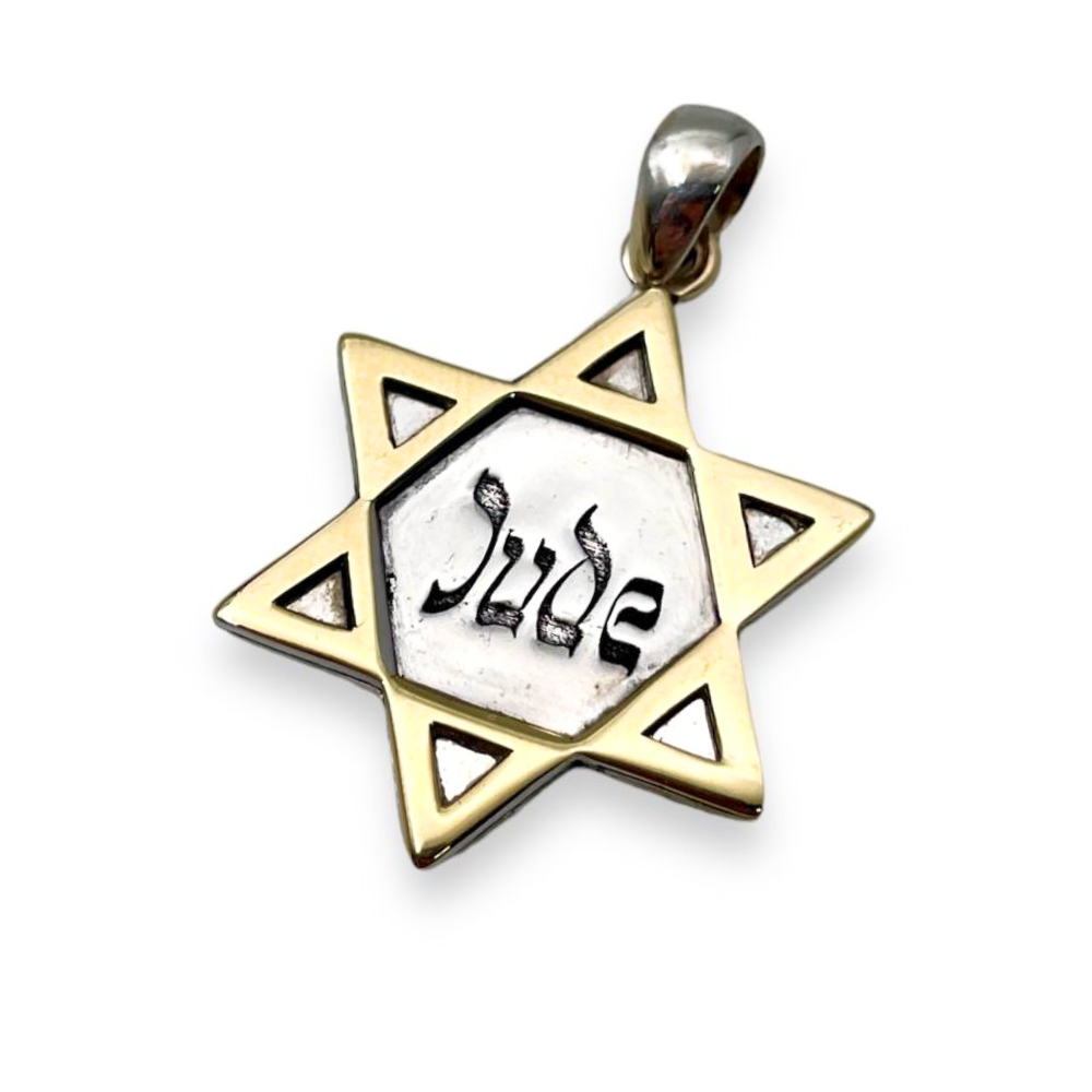 Star of David Jude Never Again October 7 Pendant in 14K Gold