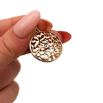 Shema Yisrael Domed Round Pendant in 14K Gold