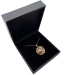 Shema Yisrael Domed Round Pendant in 14K Gold